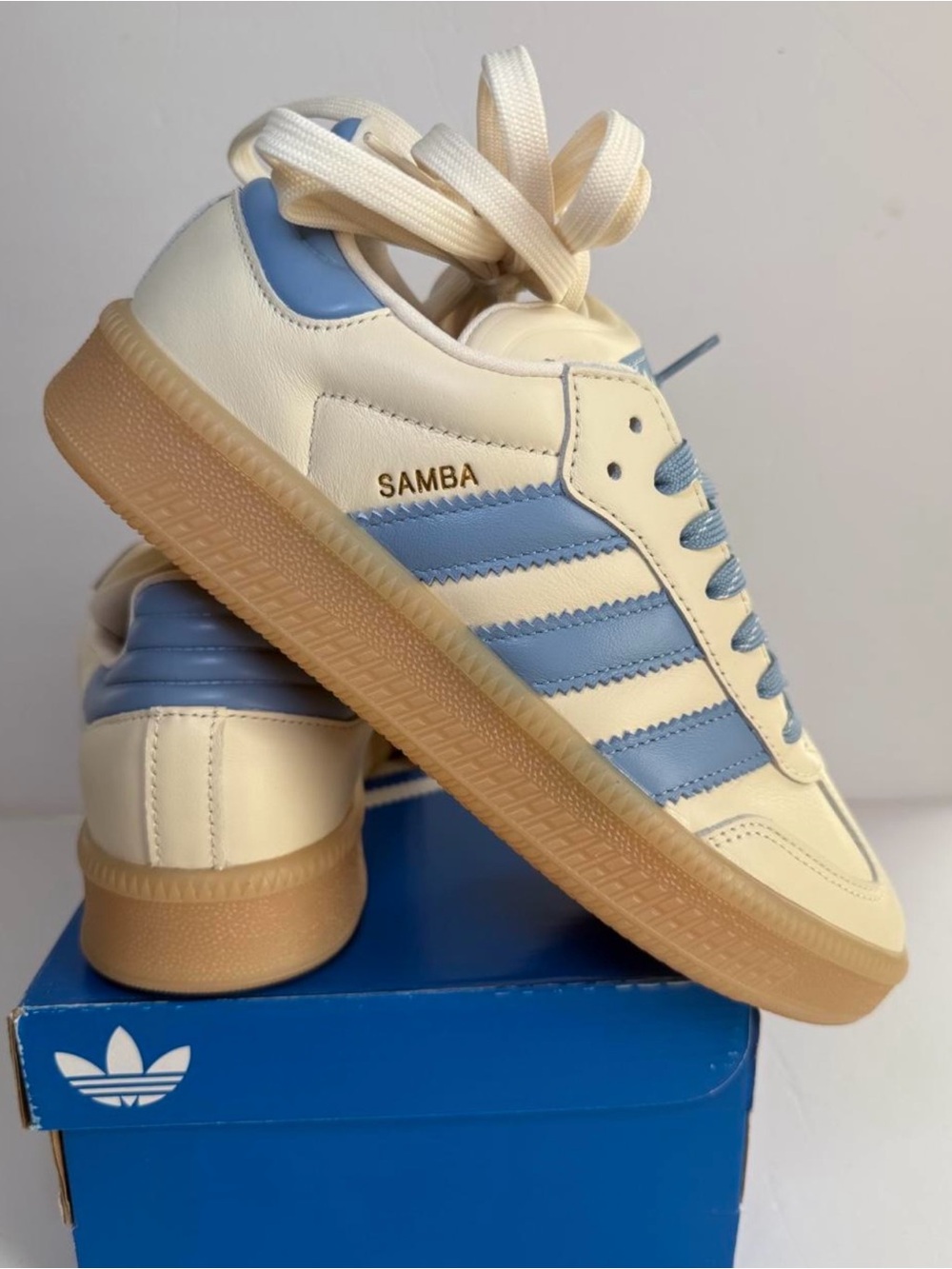 Adidas Samba XLG Cream / Blue HQ0251 - Size 6 Y (7 women’s / 6 men’s)- NWT